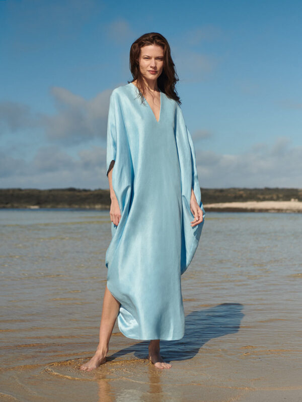AFRODITA LINEN BLUE TUNIC - Slow fashion, women's cotton, linen and silk dresses and tunics