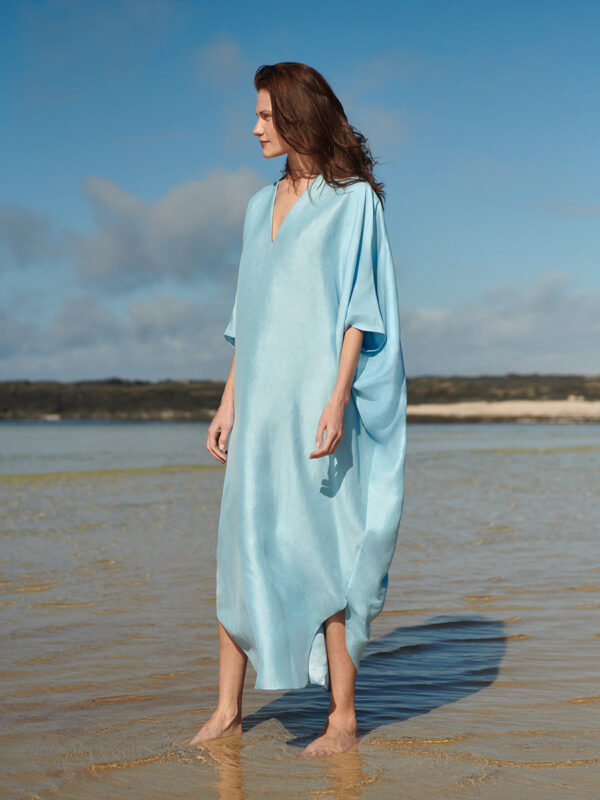 AFRODITA LINEN BLUE TUNIC - - Slow fashion, women's cotton, linen and silk dresses and tunics