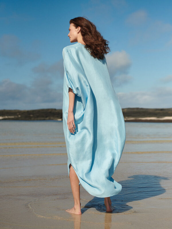 AFRODITA LINEN BLUE TUNIC - Slow fashion, women's cotton, linen and silk dresses and tunics