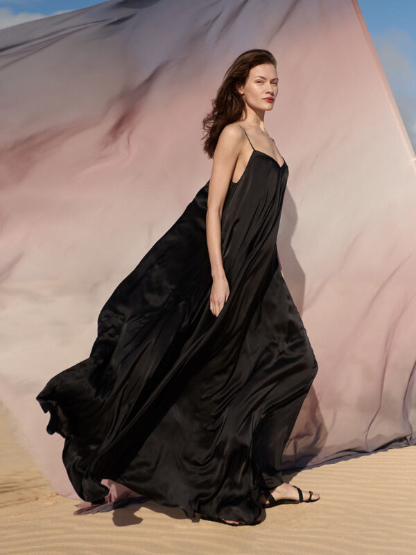 PHOEBE SILK BLACK DRESS - Slow fashion, women's cotton, linen and silk dresses and tunics