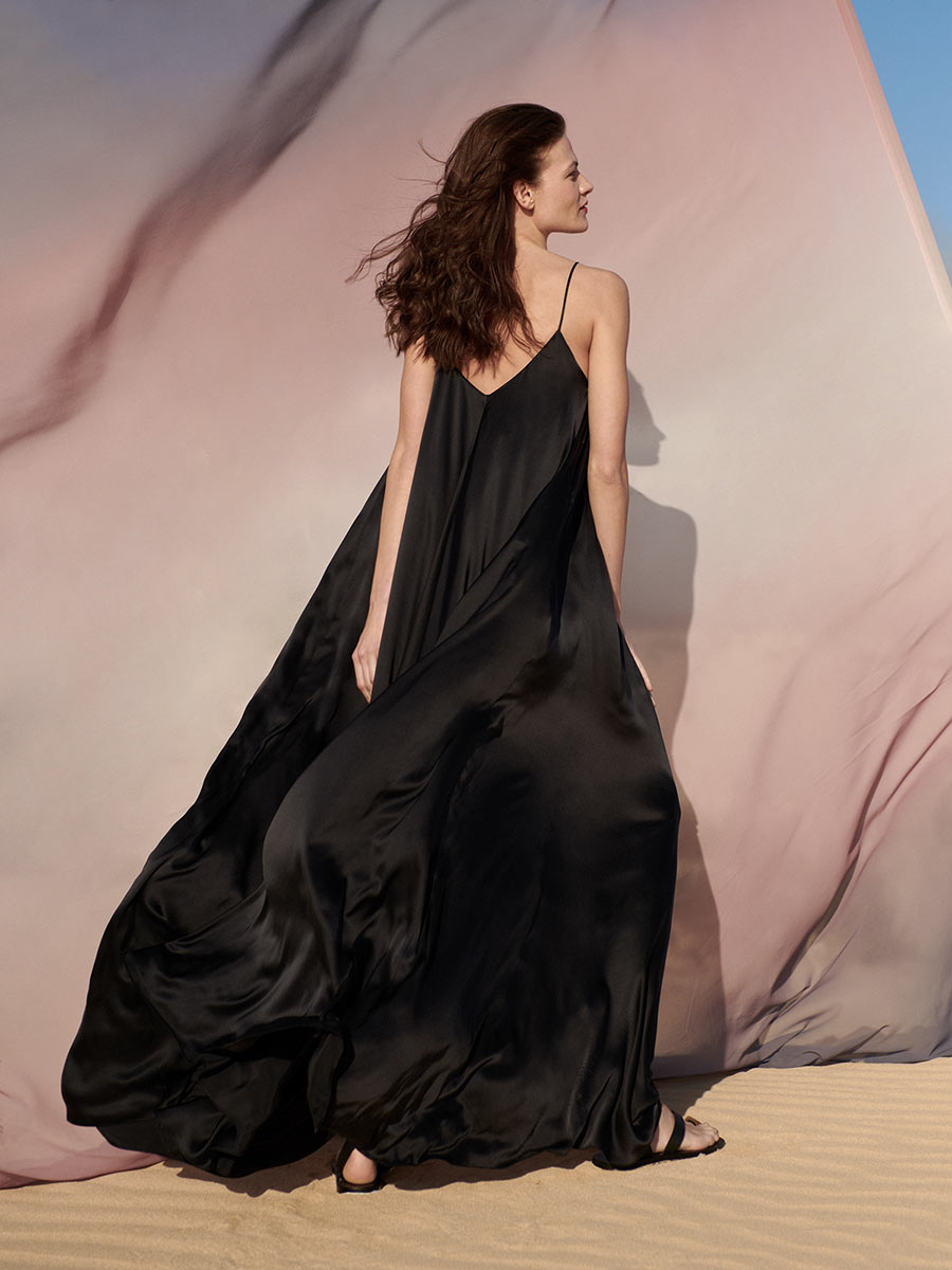 PHOEBE SILK BLACK DRESS - Slow fashion, women's cotton, linen and silk dresses and tunics