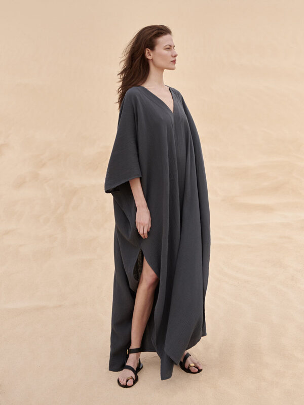 SELENE ORGANIC COTTON ANTRACITE TUNIC - Slow fashion, women's cotton, linen and silk dresses and tunics