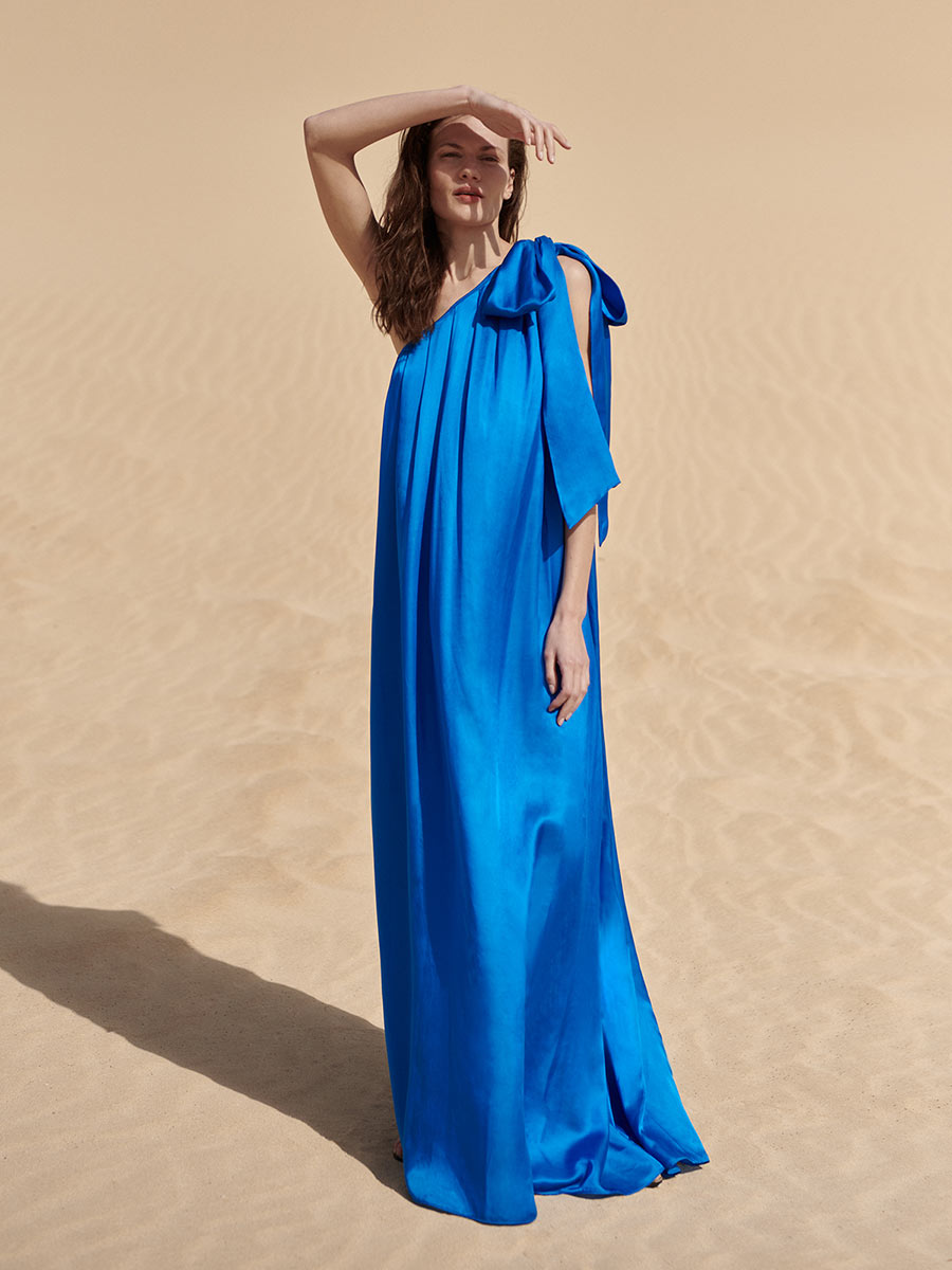 YHI SILK BLUE DRESS - Slow fashion, women's cotton, linen and silk dresses and tunics